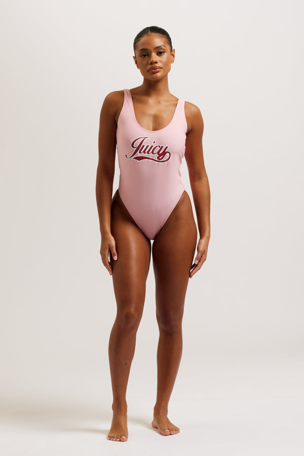 CANDY PINK RECYCLED JUICY LOGO SWIMSUIT