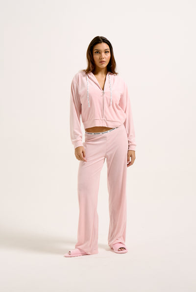 ALMOND BLOSSOM LOUNGE RIB VELOUR HOODIE