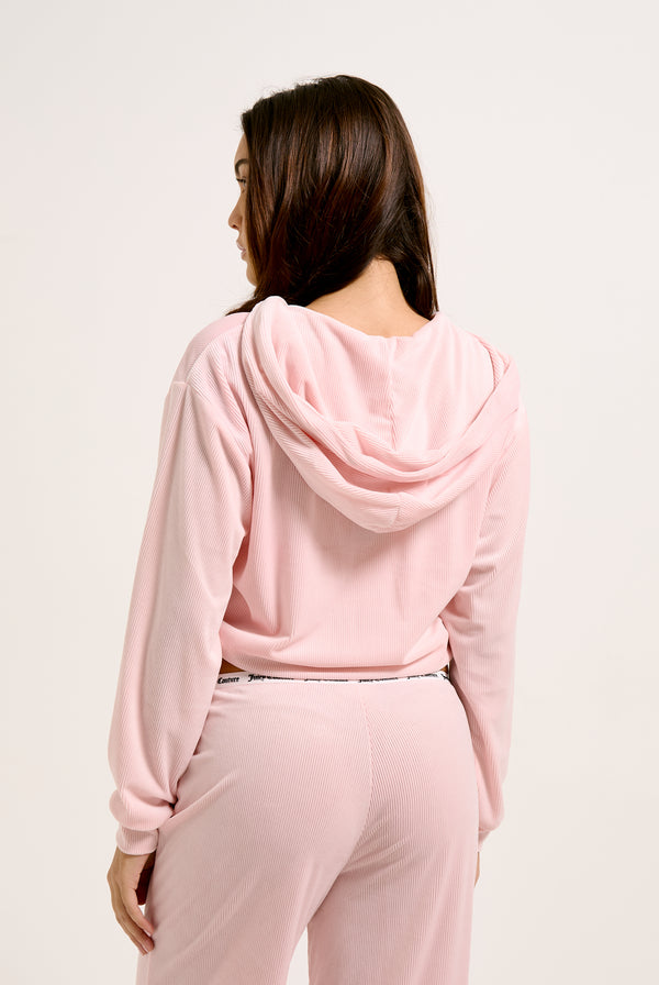 ALMOND BLOSSOM LOUNGE RIB VELOUR HOODIE