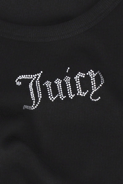 BLACK DIAMANTE RIB CROP VEST