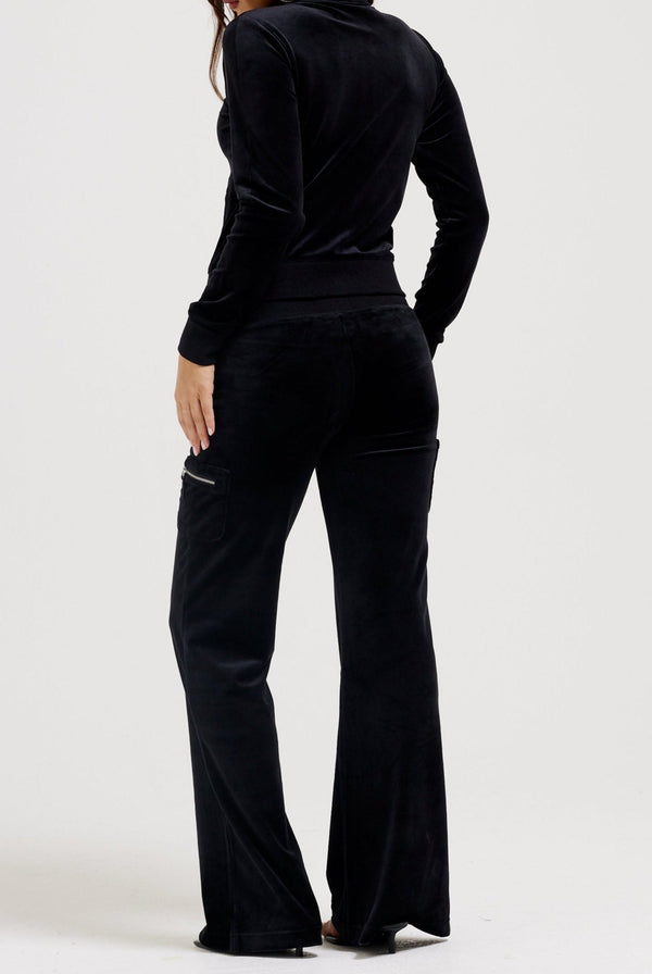 BLACK CLASSIC VELOUR MOTO TRACK TOP