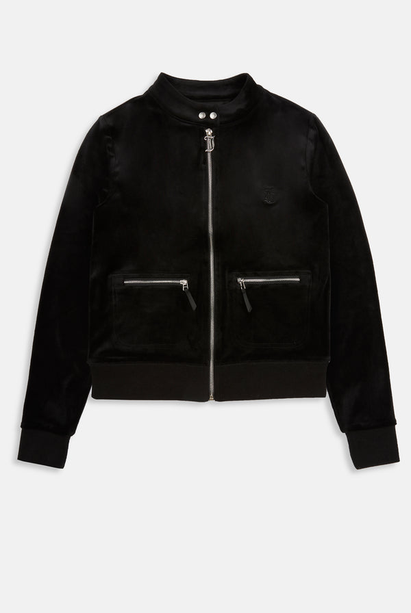 BLACK CLASSIC VELOUR MOTO TRACK TOP