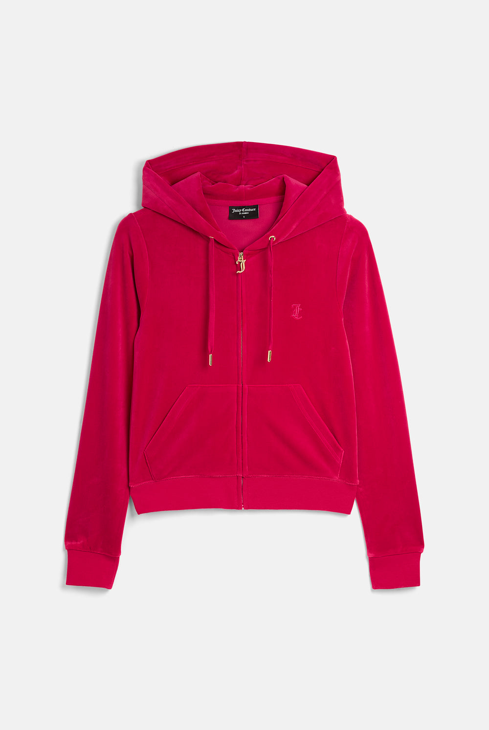 Displays the Persian Red / Gold 'Juicy' branded Classic Velour Robertson Hoodie