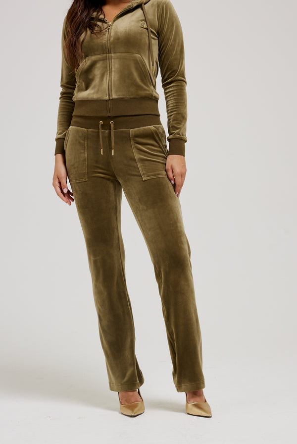 DARK OLIVE & GOLD CLASSIC VELOUR DEL RAY POCKETED BOTTOMS