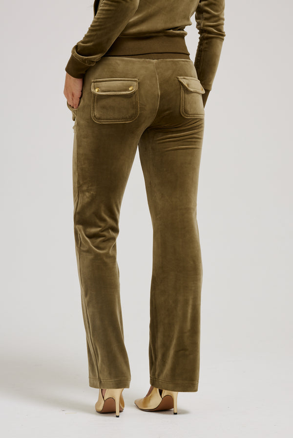 DARK OLIVE & GOLD CLASSIC VELOUR DEL RAY POCKETED BOTTOMS