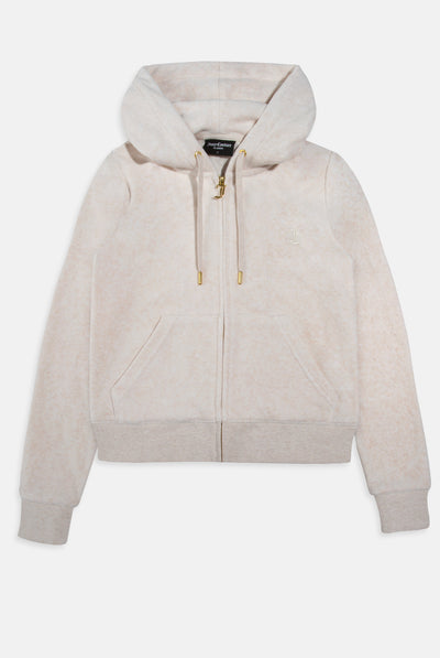 OATMEAL MARL & GOLD COTTON VELOUR OVERSIZED HOODIE