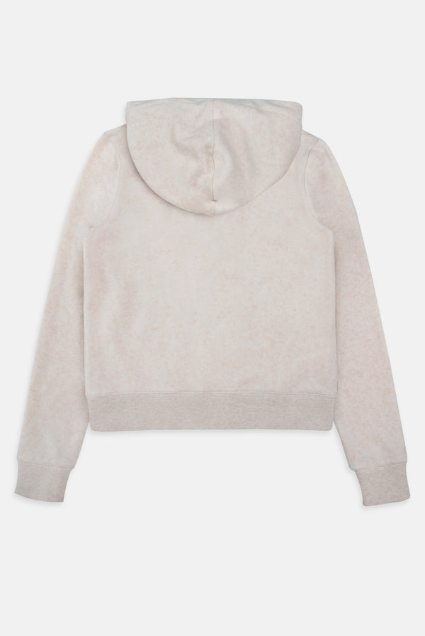 OATMEAL MARL & GOLD COTTON VELOUR OVERSIZED HOODIE