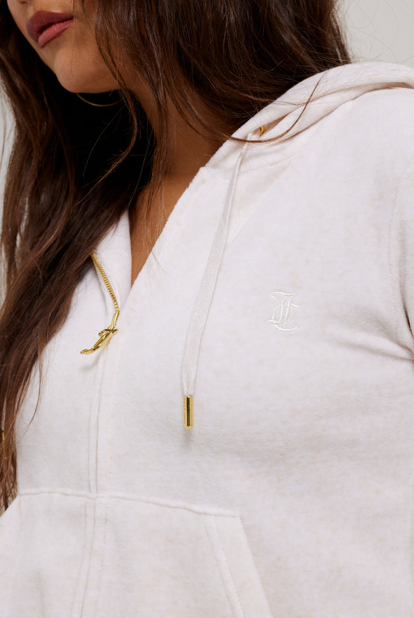 OATMEAL MARL & GOLD COTTON VELOUR ROBERTSON HOODIE