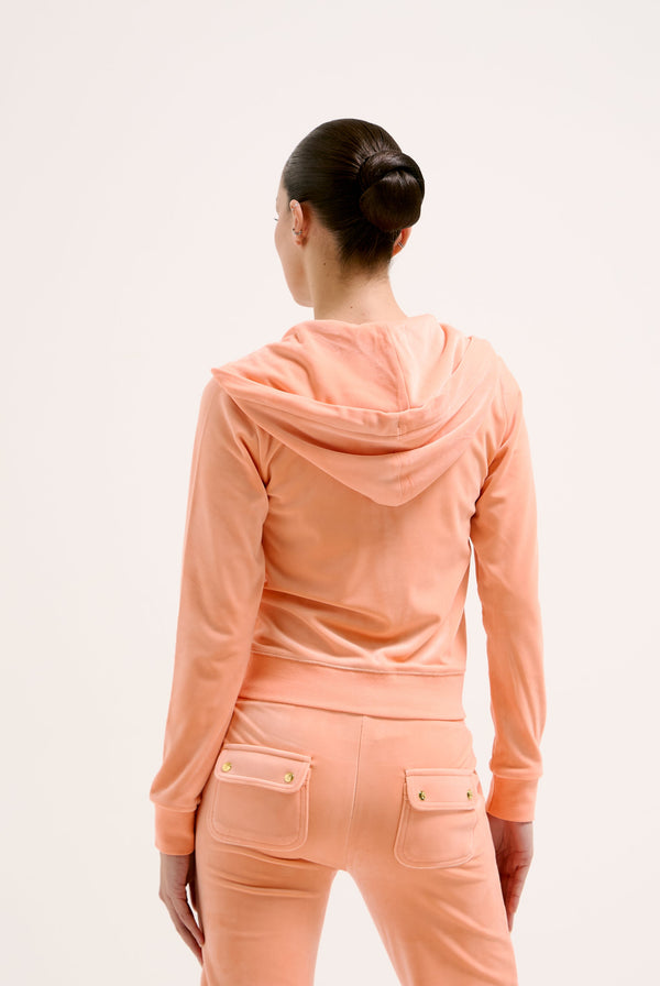 PEACH PINK / GOLD LOW RISE FLARE CLASSIC VELOUR TRACK PANT