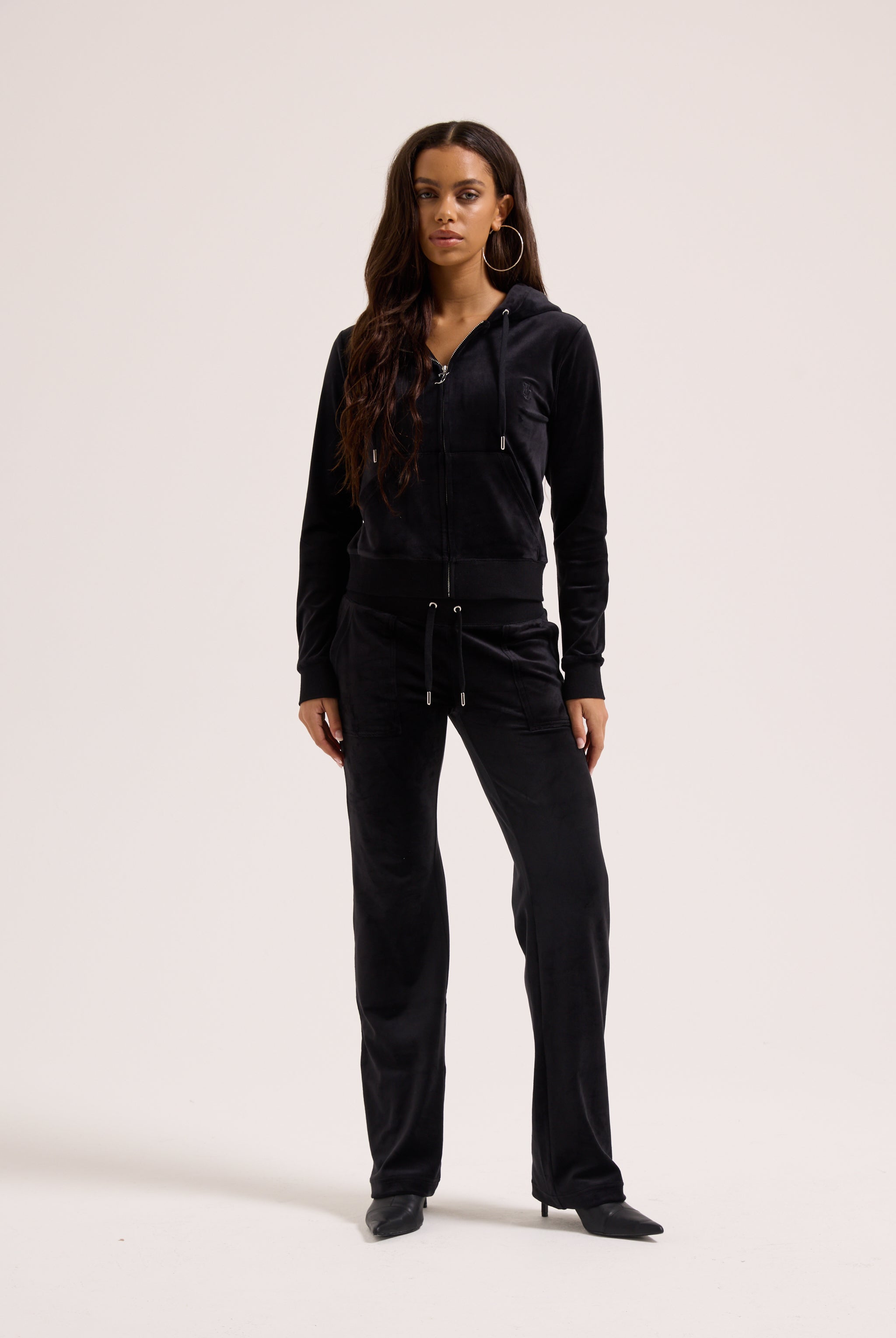 Women's Black Velour Zip-Up Slim Fit Hoodie – Juicy Couture UK