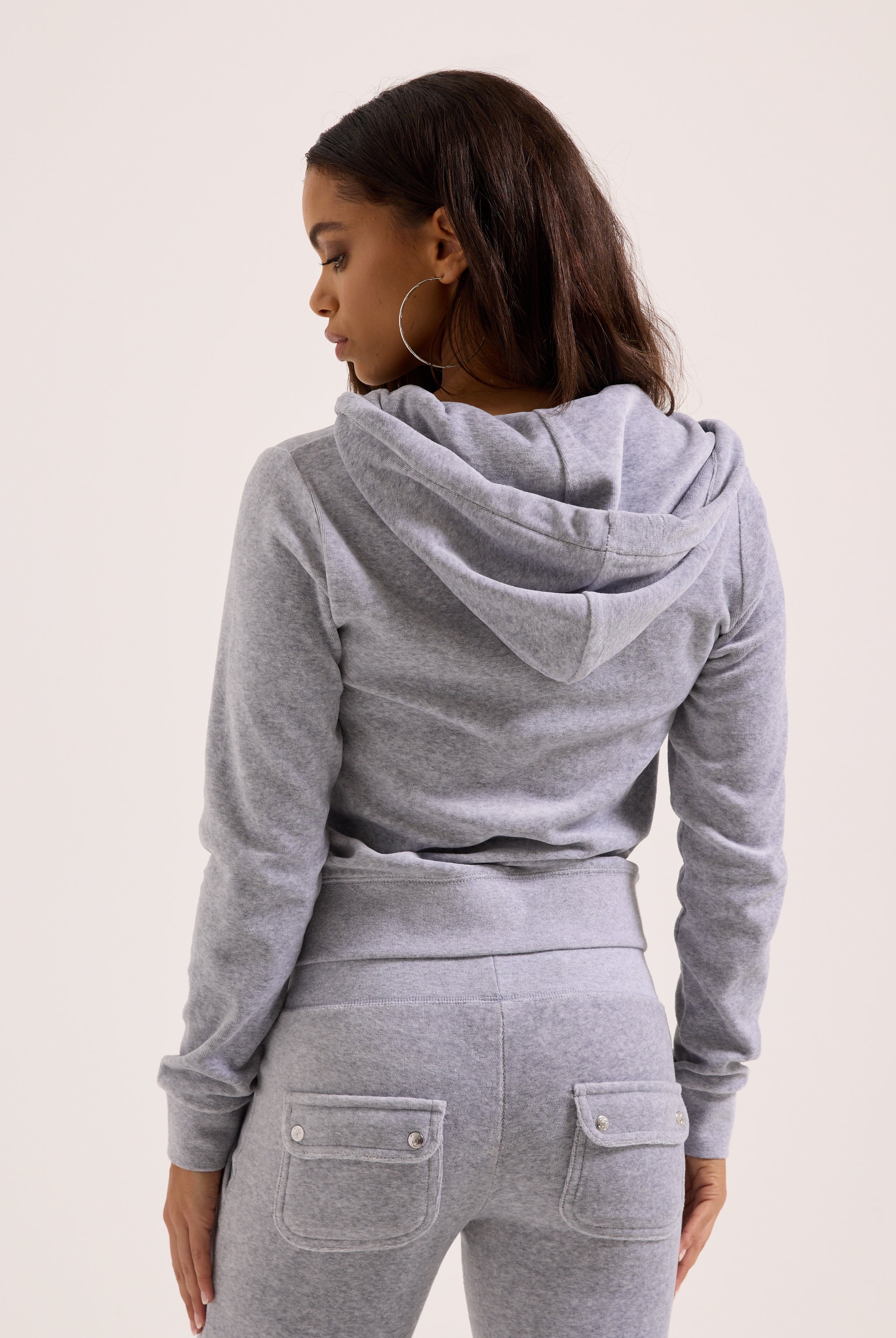 トップス velours set up hoodie silver glitter y2k Silver Marl Velour Zip-Up Slim Fit Hoodie – Juicy Couture UK
