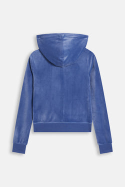 Displays the Grey Blue 'Juicy' branded classic velour Robertson hoodie 