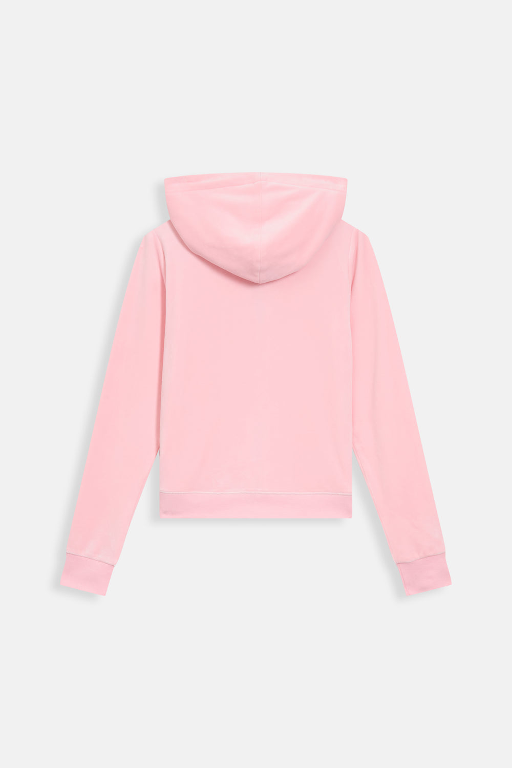 Displays the Pink Classic 'Juicy' branded Velour Robertson Hoodie 