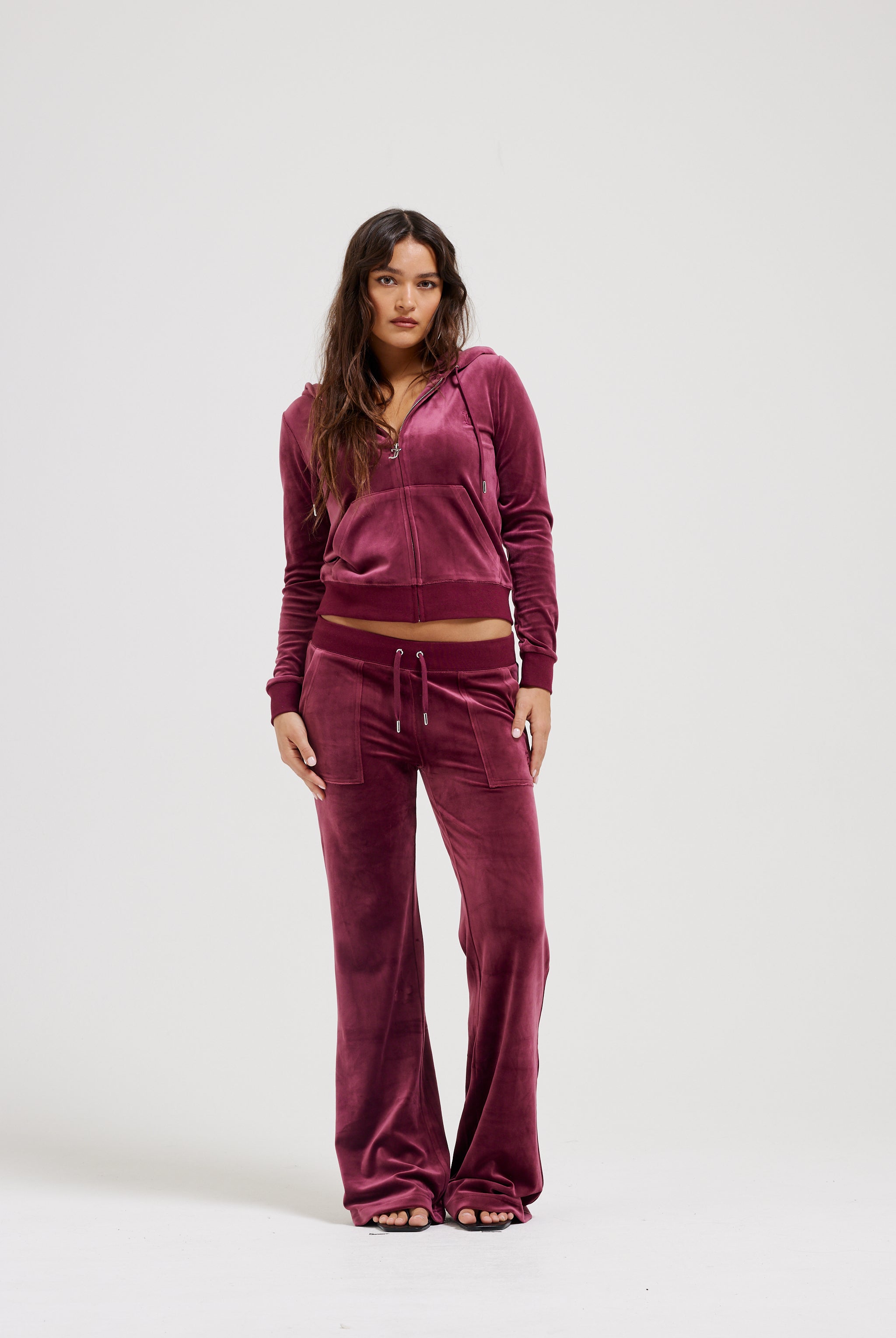 TAWNY PORT LOW RISE VELOUR TRACK PANTS Juicy Couture UK