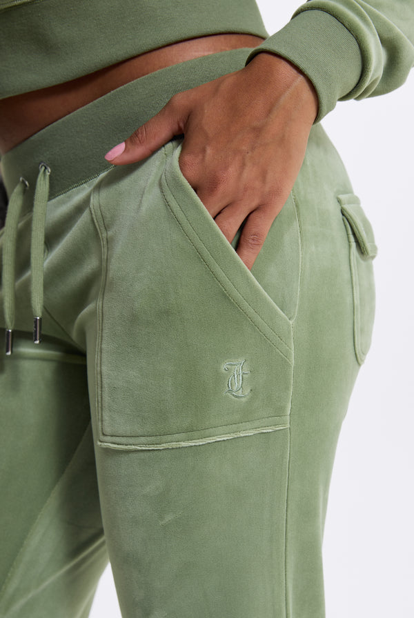 Oil Green Classic Velour Del Ray Pocketed Bottoms
