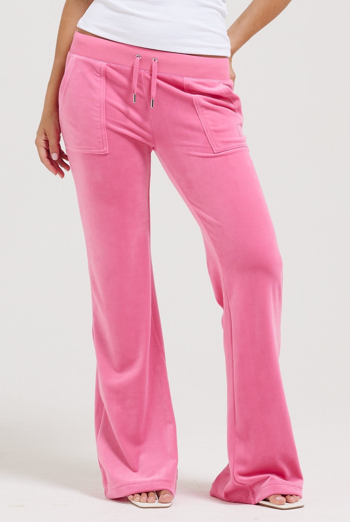 HOT PINK LOW RISE FLARE CLASSIC VELOUR TRACK PANT Juicy Couture UK