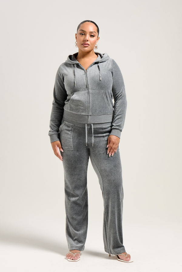 CHARCOAL MARL COTTON VELOUR ROBERTSON HOODIE