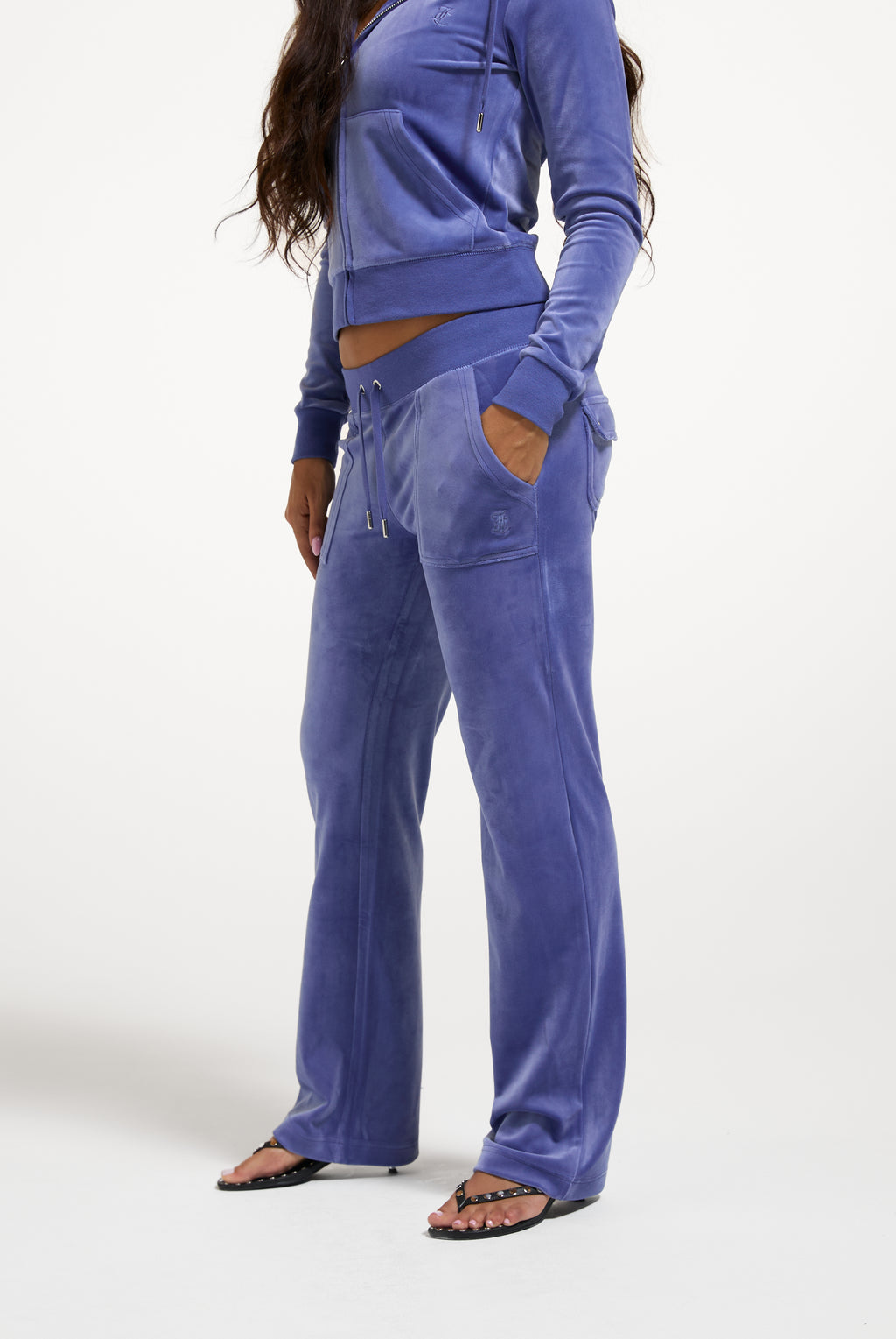 GREY BLUE CLASSIC VELOUR DEL RAY POCKETED BOTTOMS