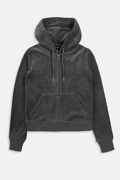 CHARCOAL MARL COTTON VELOUR ROBERTSON HOODIE