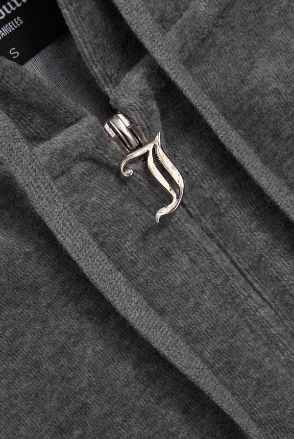 CHARCOAL MARL COTTON VELOUR ROBERTSON HOODIE