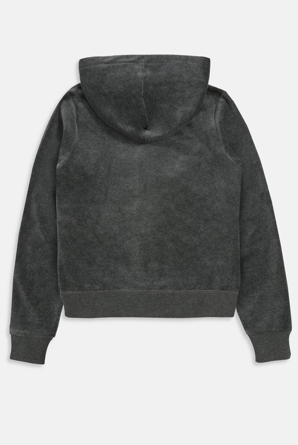 CHARCOAL MARL COTTON VELOUR ROBERTSON HOODIE