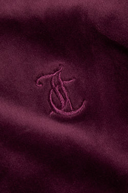 Displays the wine tasting classic 'juicy' branded velour Robertson hoodie featuring the juicy logo