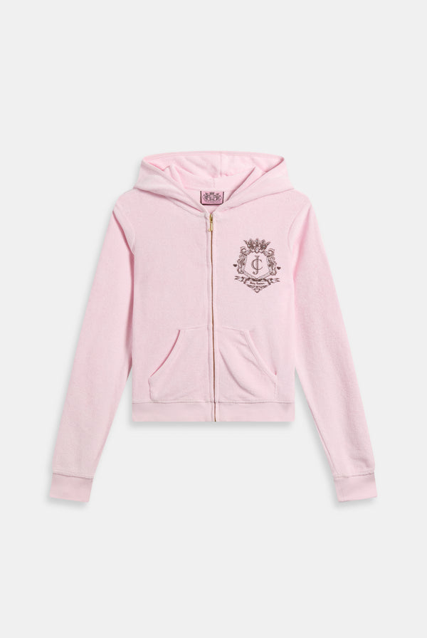 Displays the Cherry Blossom Towelling 'Juicy' branded chateau hoodie 