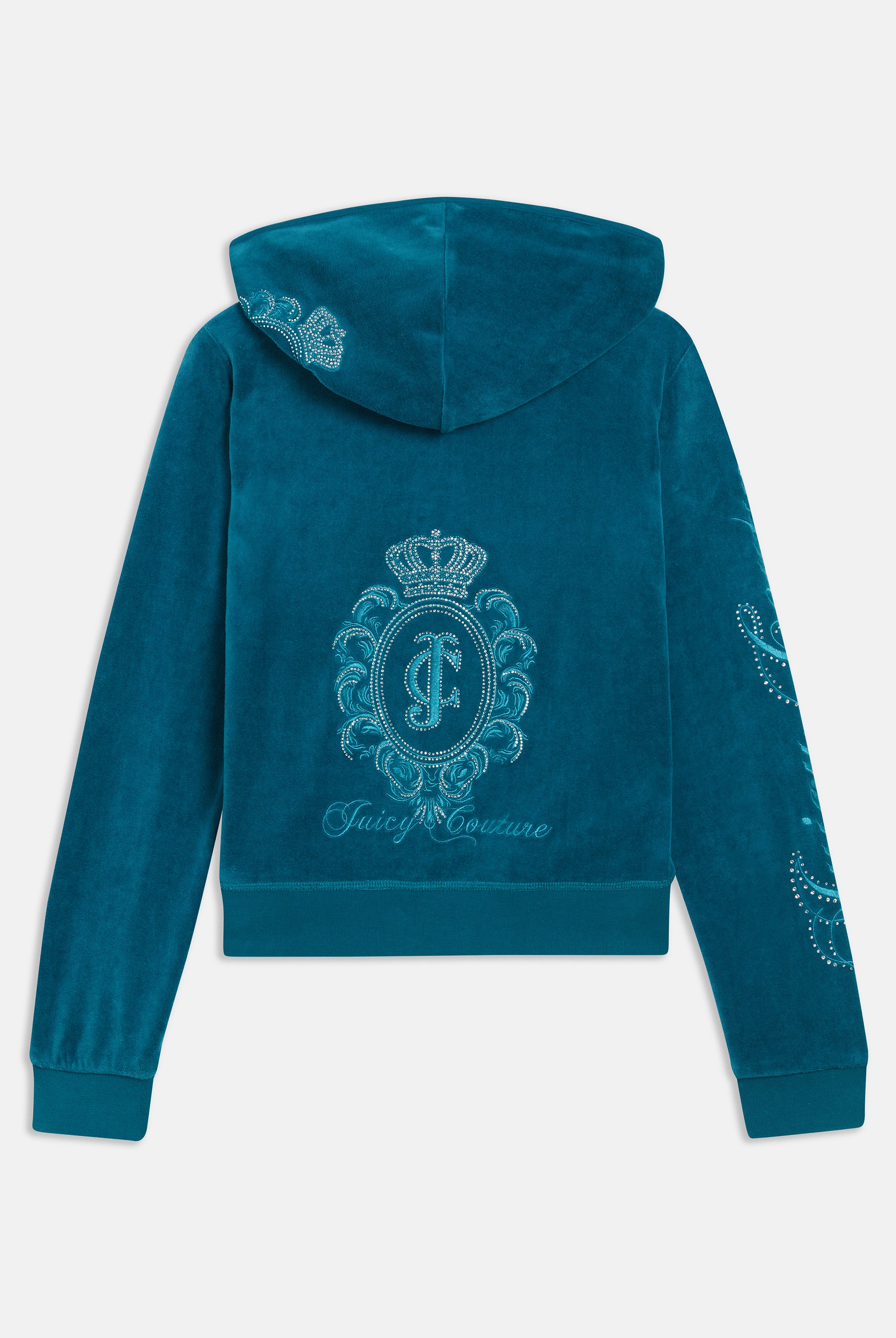 DEEP LAGOON BAMBOO VELOUR HERITAGE CREST HOODIE Juicy Couture UK