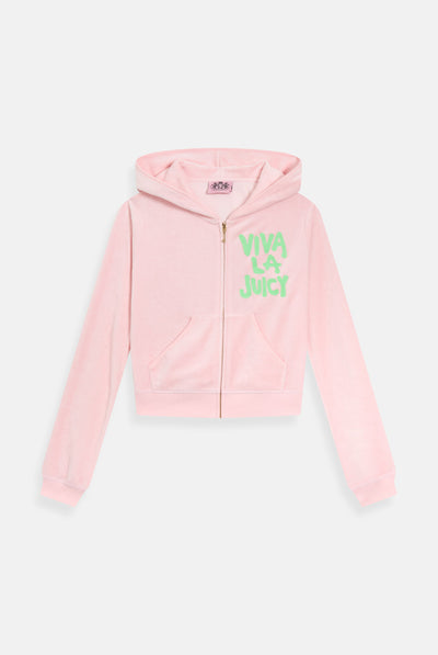 JUICY PINK VIVA LA JUICY BAMBOO VELOUR HERITAGE HOODIE