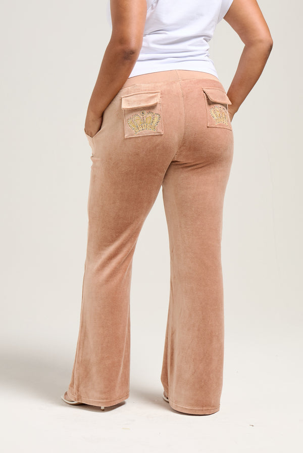 CAFE AU LAIT ULTRA LOW RISE CROWN BAMBOO VELOUR HERITAGE BOTTOMS