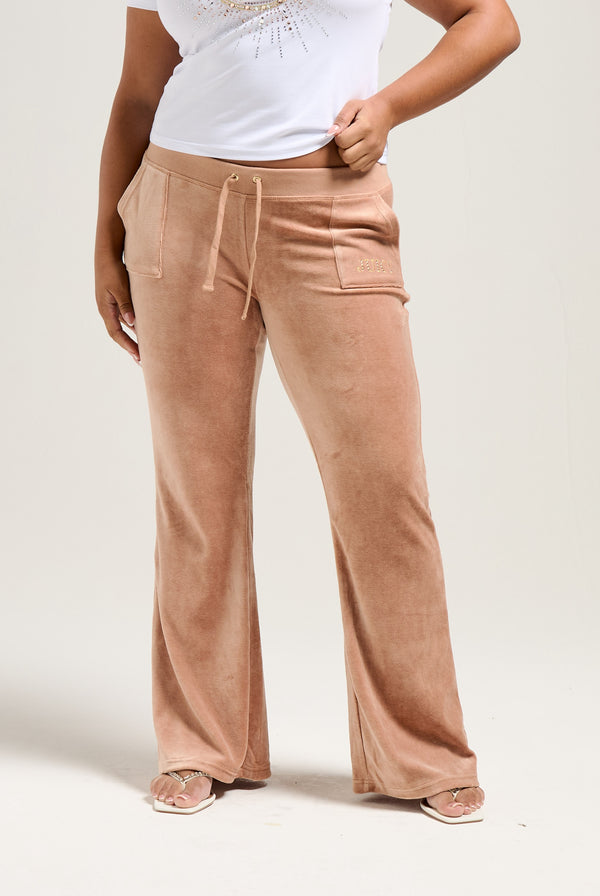 CAFE AU LAIT ULTRA LOW RISE CROWN BAMBOO VELOUR HERITAGE BOTTOMS