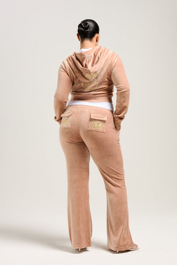 CAFE AU LAIT ULTRA LOW RISE CROWN BAMBOO VELOUR HERITAGE BOTTOMS