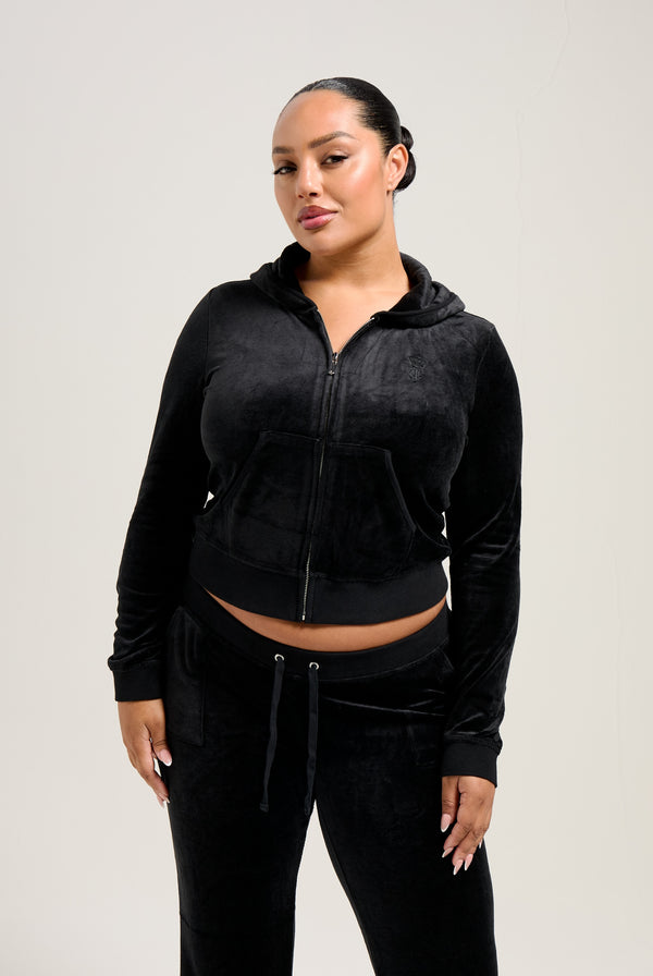 BLACK BAMBOO VELOUR HERITAGE HOODIE