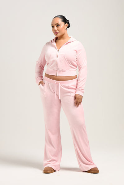 JUICY PINK ULTRA LOW RISE BAMBOO VELOUR HERITAGE POCKETED BOTTOMS