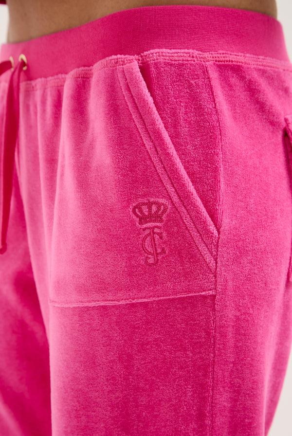 NOSTALGIA PINK/ GOLD ULTRA LOW RISE BAMBOO VELOUR HERITAGE POCKETED BOTTOMS