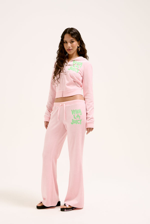 JUICY PINK VIVA LA JUICY ULTRA LOW RISE BAMBOO VELOUR HERITAGE BOTTOMS