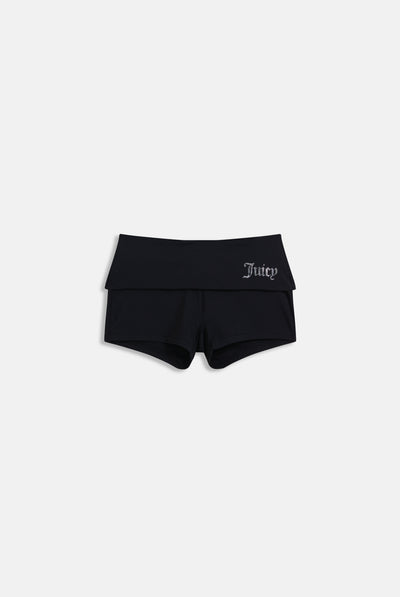 BLACK LUXURY JERSEY ROLL DOWN DIAMANTE SHORTS