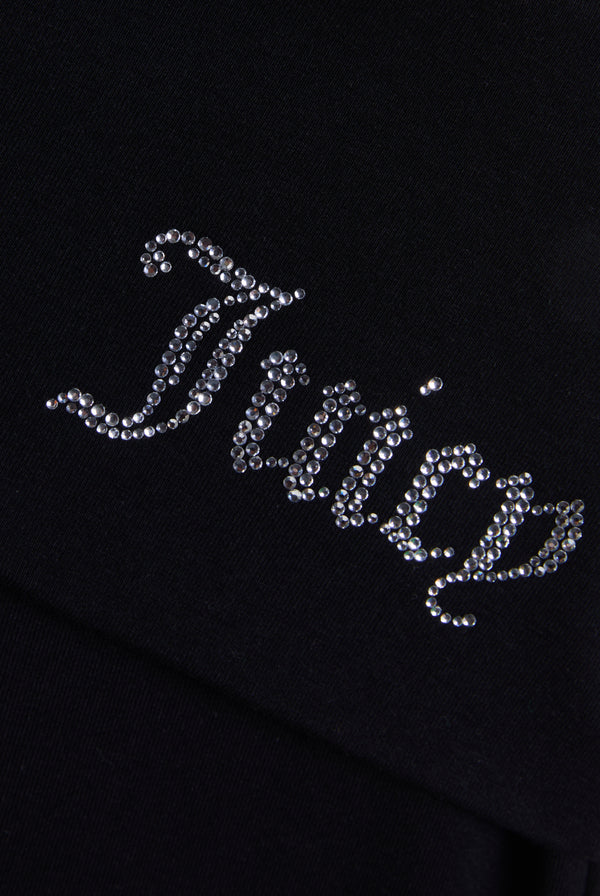 BLACK LUXURY JERSEY ROLL DOWN DIAMANTE SHORTS