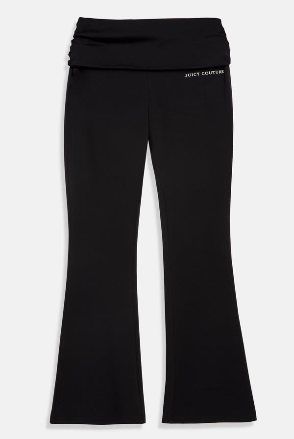 BLACK ROLL DOWN LOW RISE PEACHED TRACK PANT