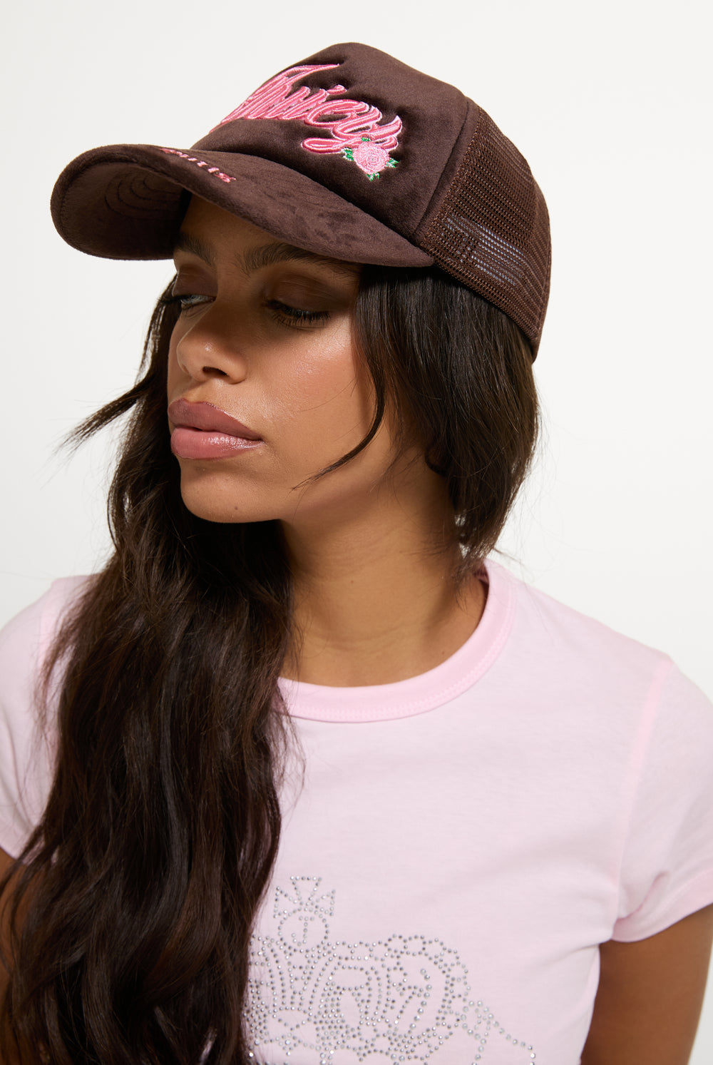 Java Rose Velour Trucker Cap