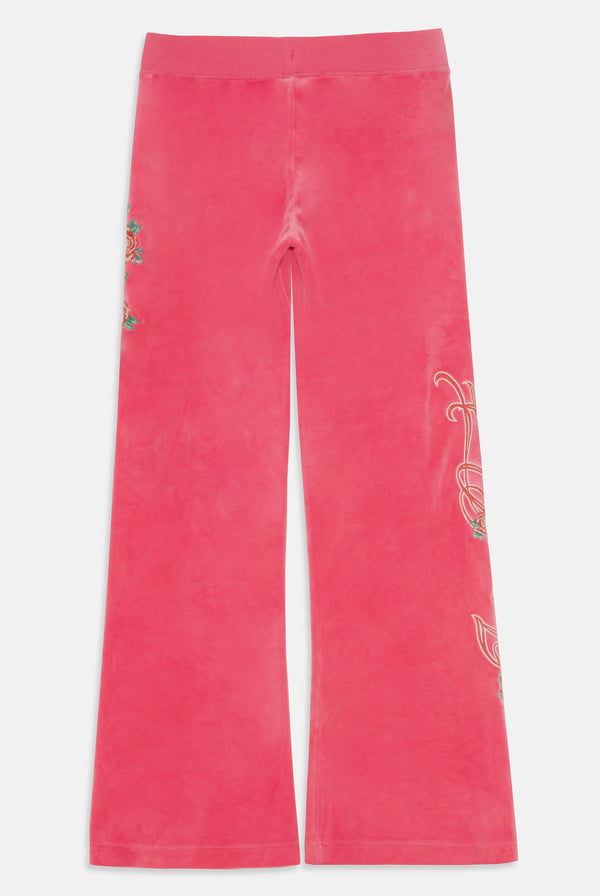 HOT PINK ROSE LOW RISE RECYCLED VELOUR TRACK PANT