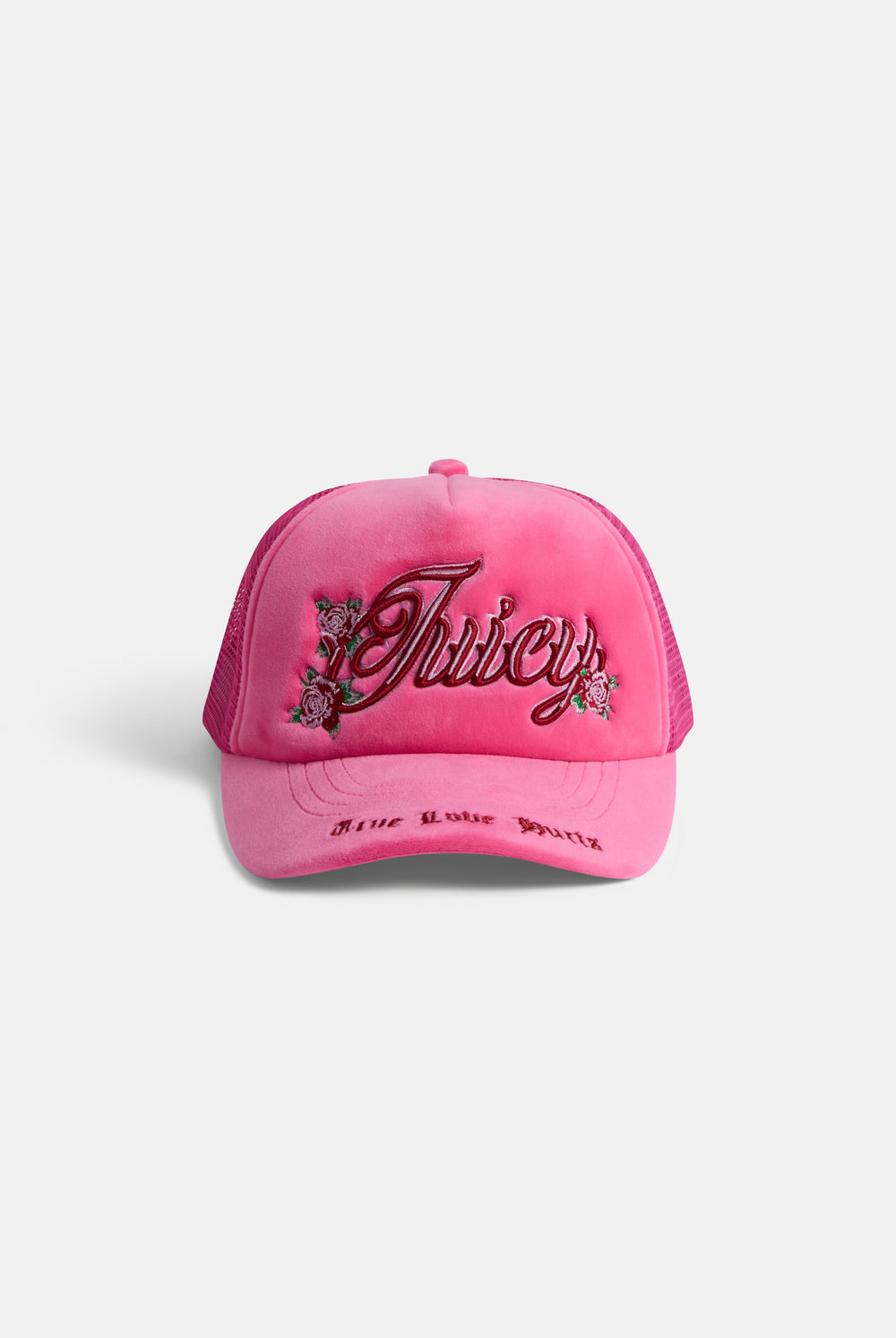 Hot Pink Rose Velour Trucker Cap