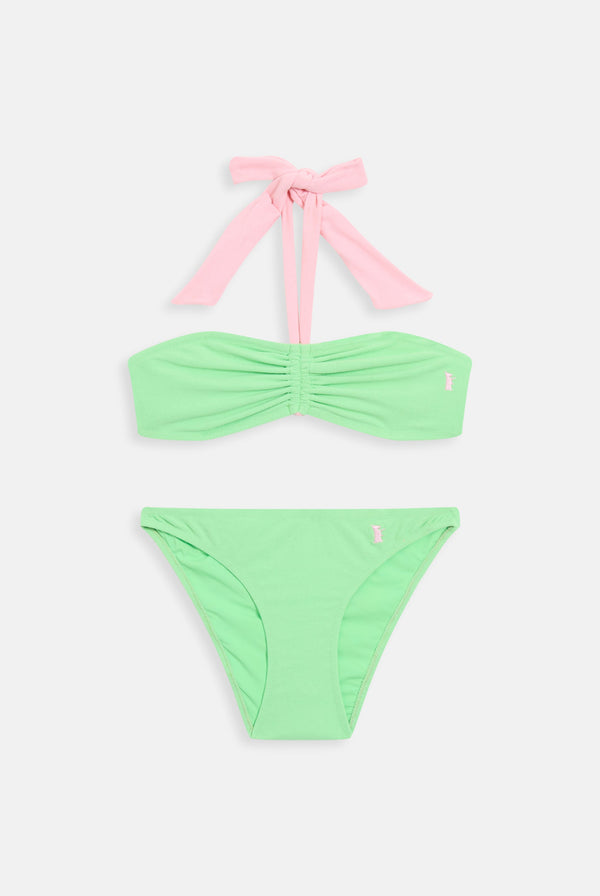 SUMMER GREEN TOWELLING HALTER BIKINI SET