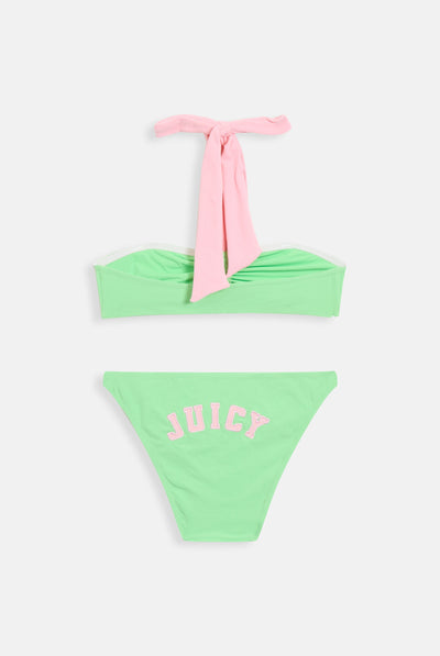 SUMMER GREEN TOWELLING HALTER BIKINI SET