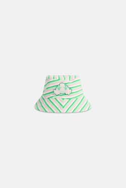 Displays the Azalea pink Roxy & Juicy couture reversible bucket hat  