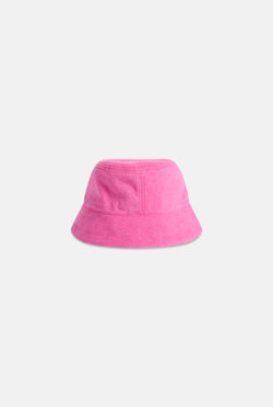Displays the Azalea pink Roxy & Juicy couture reversible bucket hat  