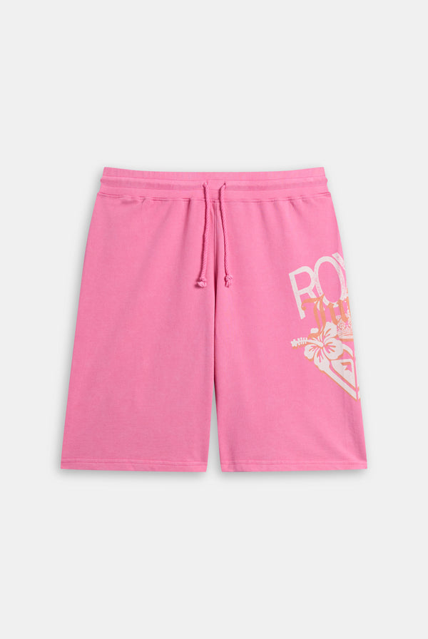 Displays the Pink Azalea Roxy & Juicy Couture relaxed jorts 