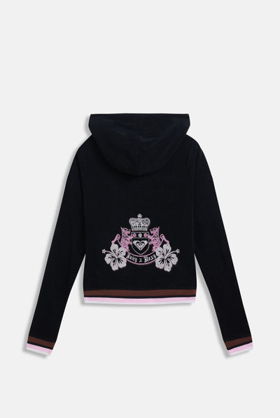 BLACK ROXY x JUICY COUTURE TERRY TOWELLING HOODIE