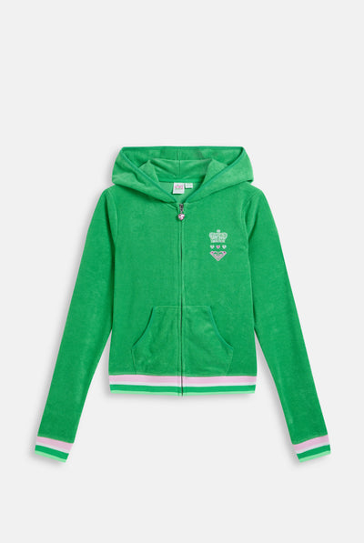 ISLAND GREEN ROXY x JUICY COUTURE TERRY TOWELLING HOODIE