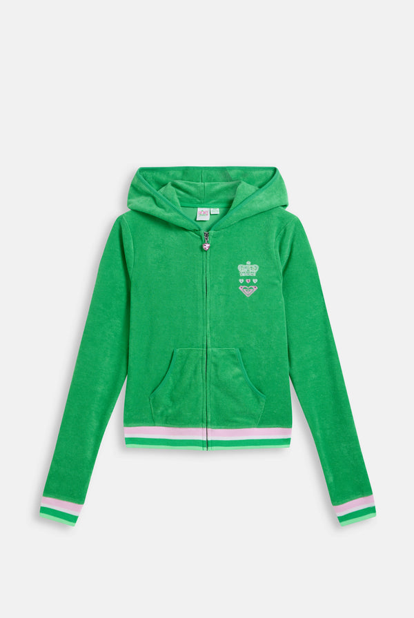 Displays the island green Roxy & Juicy Couture Terry towelling hoodie 